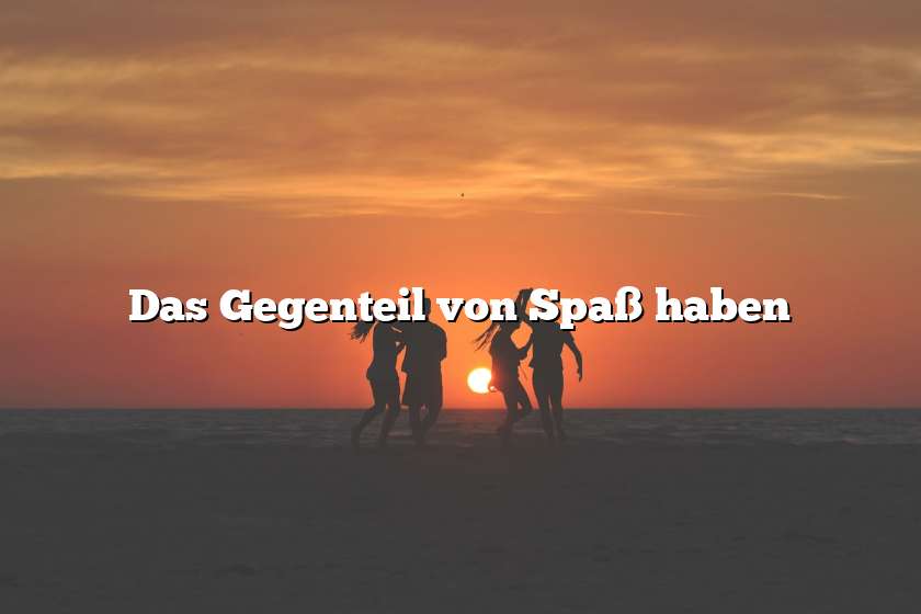 Das Gegenteil von Spaß haben