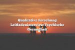 Qualitative Forschung Leitfadeninterview Psychische Gesundheit