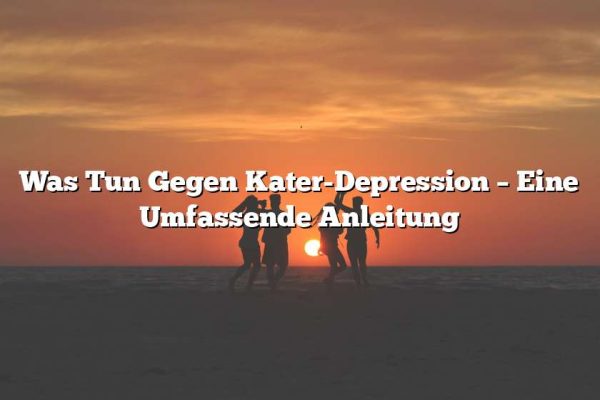 Was Tun Gegen Kater-Depression – Eine Umfassende Anleitung