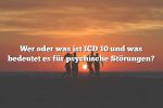 Wer oder was ist ICD 10 und was bedeutet es für psychische Störungen?