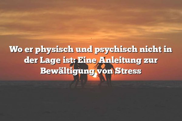 Wo er physisch und psychisch nicht in der Lage ist: Eine Anleitung zur Bewältigung von Stress