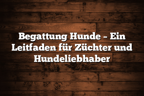 Begattung Hunde – Ein Leitfaden für Züchter und Hundeliebhaber