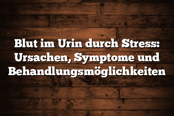 Blut im Urin durch Stress: Ursachen, Symptome und Behandlungsmöglichkeiten