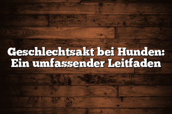 Geschlechtsakt bei Hunden: Ein umfassender Leitfaden