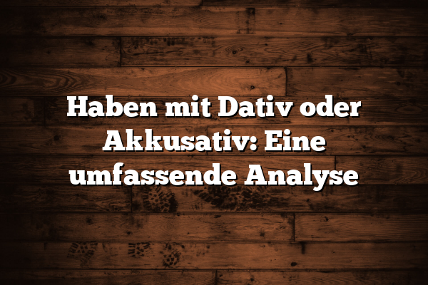 Haben mit Dativ oder Akkusativ: Eine umfassende Analyse