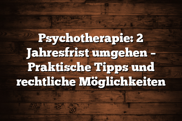 Psychotherapie: 2 Jahresfrist umgehen – Praktische Tipps und rechtliche Möglichkeiten