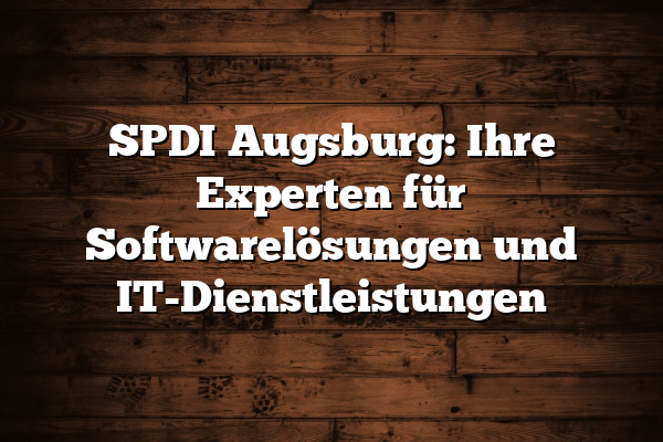 SPDI Augsburg: Ihre Experten für Softwarelösungen und IT-Dienstleistungen